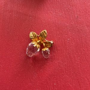 Swarovski Strawberry Brooch/Pin Clear Gold Crystal